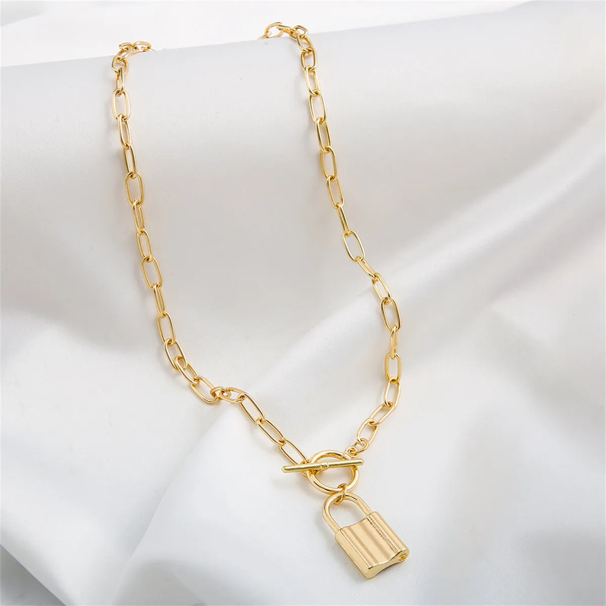 18K Gold-Plated Lock Toggle Pendant Necklace