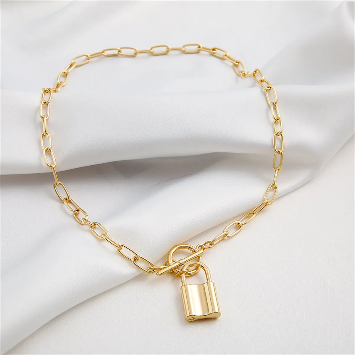 18K Gold-Plated Lock Toggle Pendant Necklace