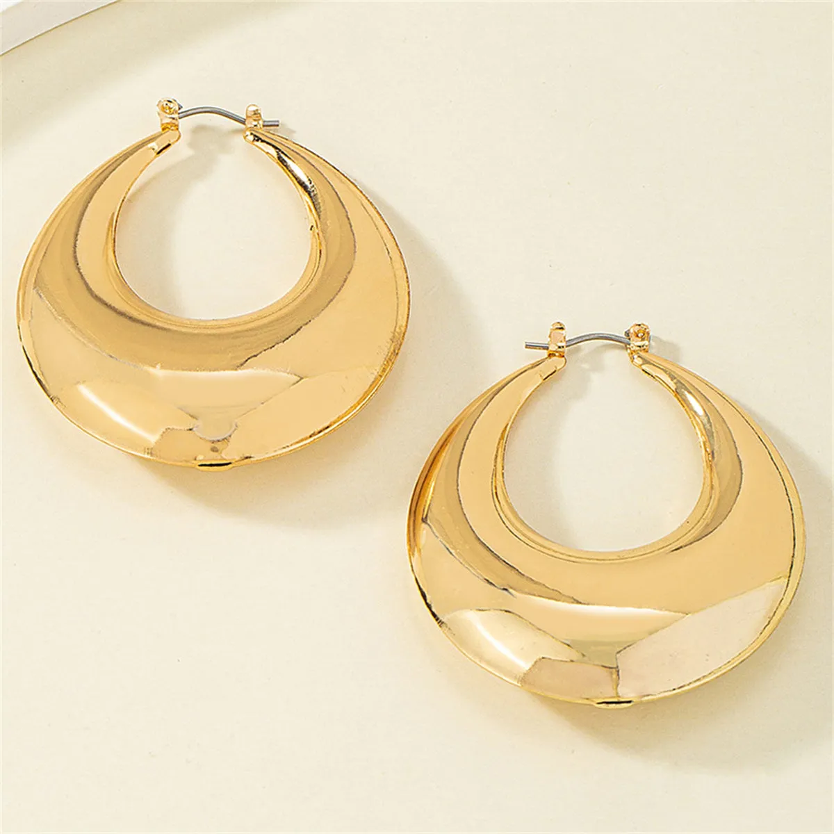 18K Gold-Plated Open Oval Huggie Earrings