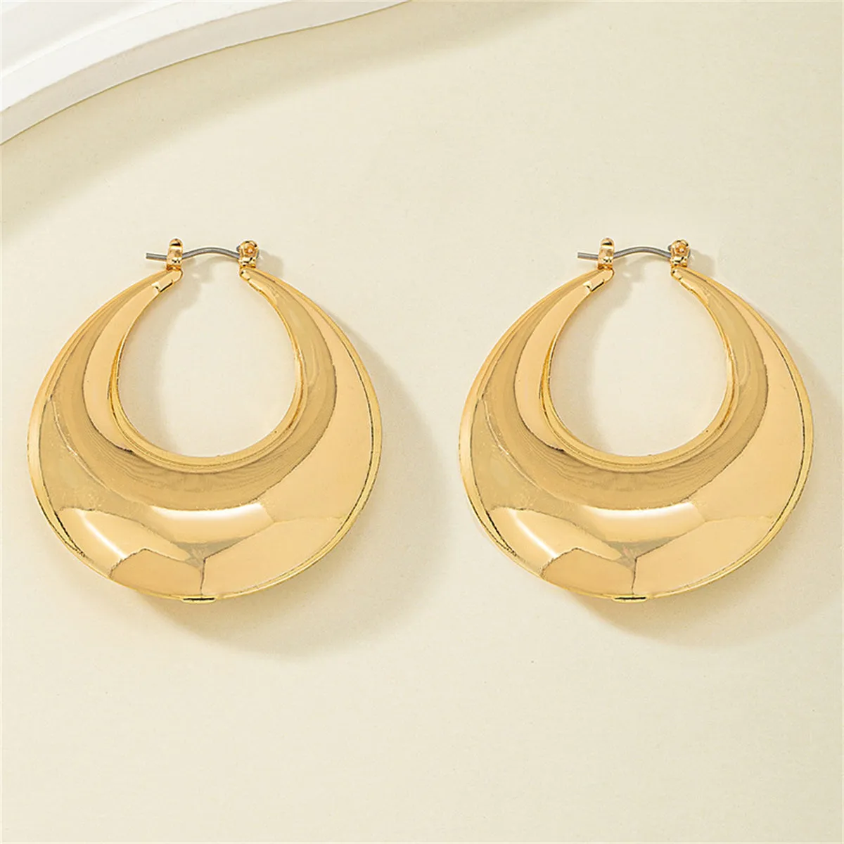 18K Gold-Plated Open Oval Huggie Earrings