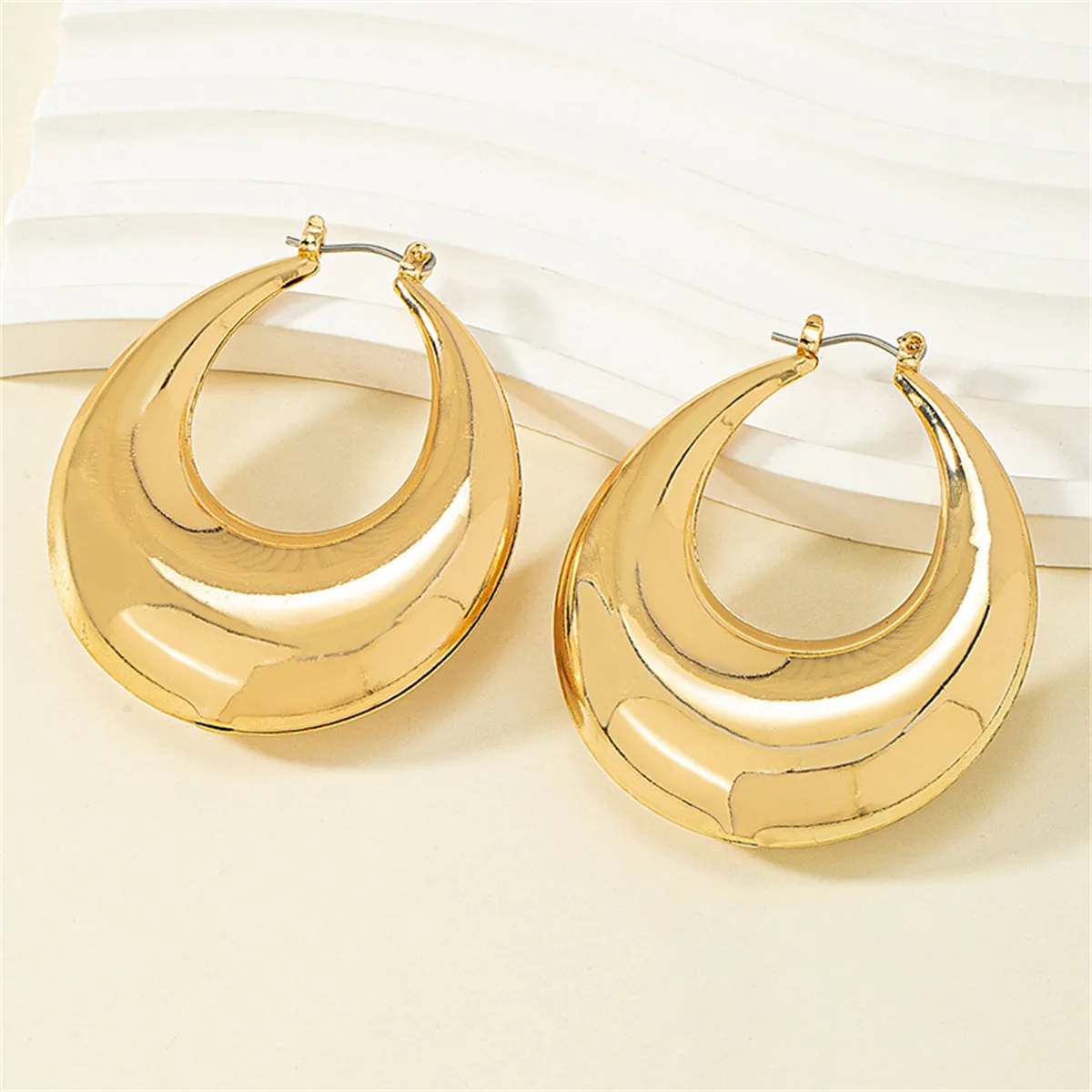 18K Gold-Plated Open Oval Huggie Earrings