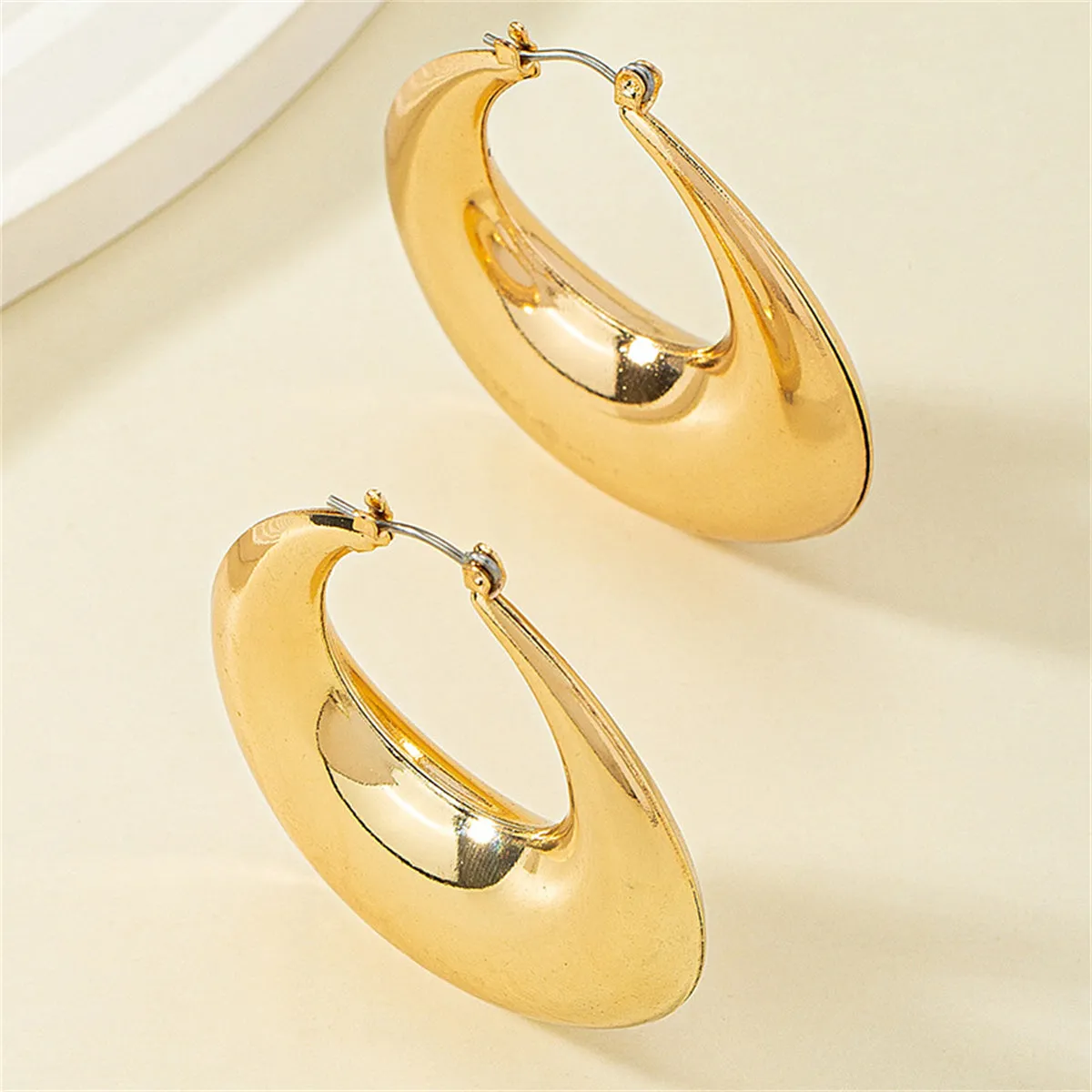 18K Gold-Plated Open Oval Huggie Earrings