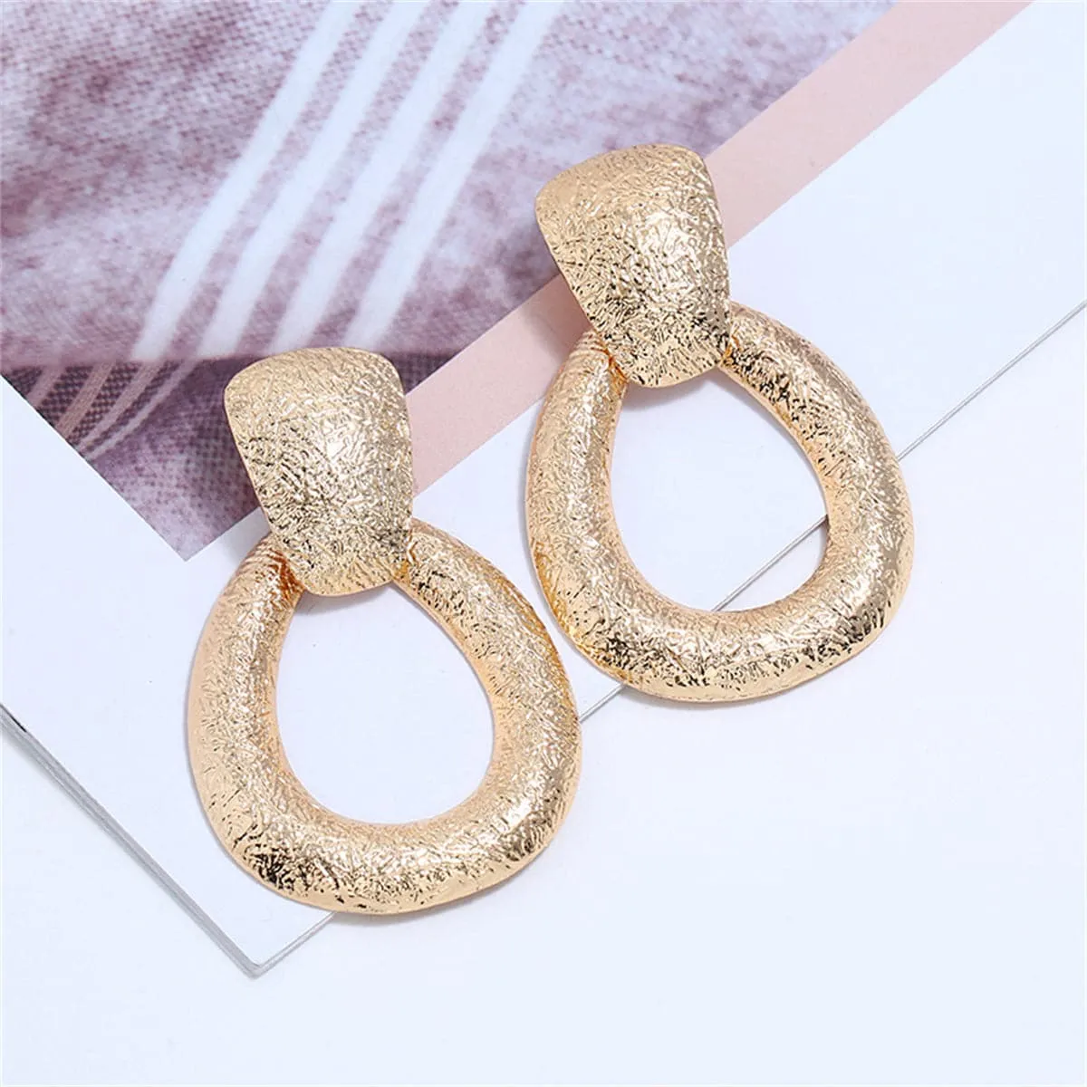 18K Gold-Plated Texture Drop Earrings