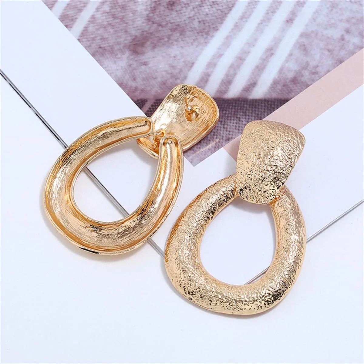 18K Gold-Plated Texture Drop Earrings