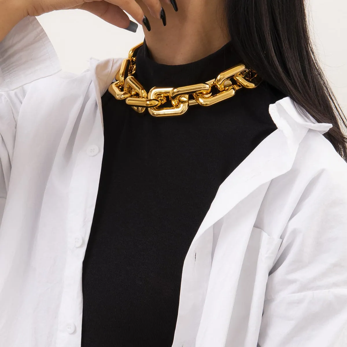 18K Gold-Plated Thick Choker Necklace