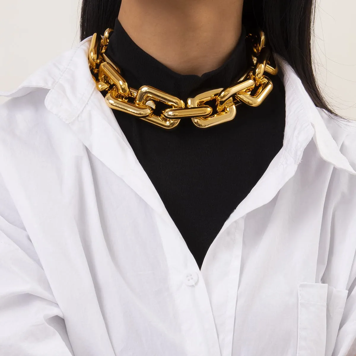 18K Gold-Plated Thick Choker Necklace