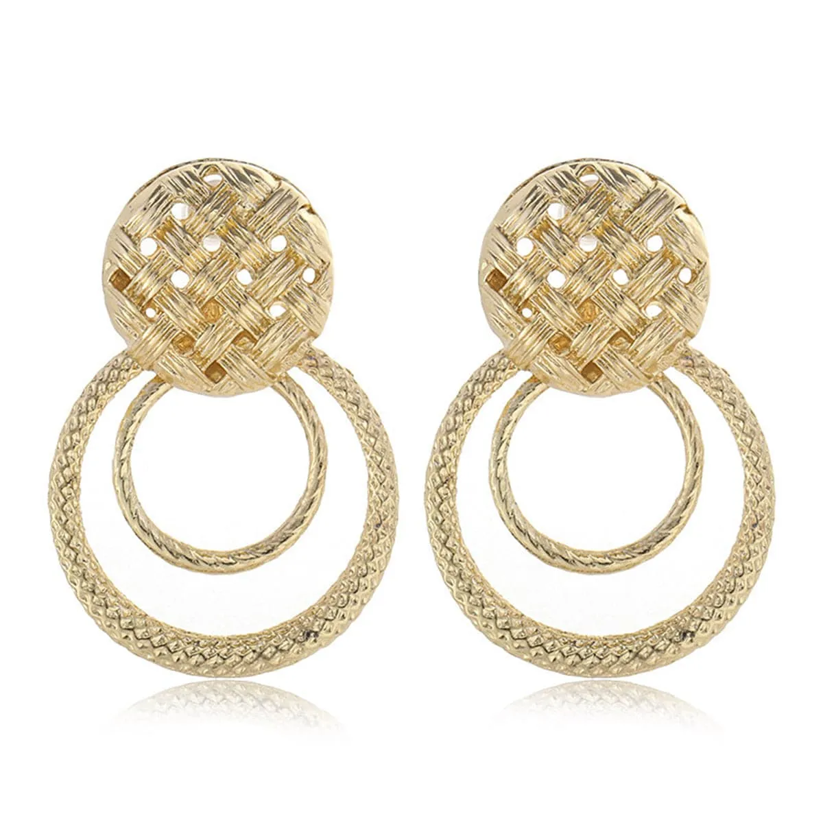 18K Gold-Plated Weave Hoop Drop Earrings