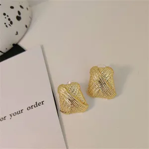 18K Gold-Plated Woven Crisscross Stud Earrings