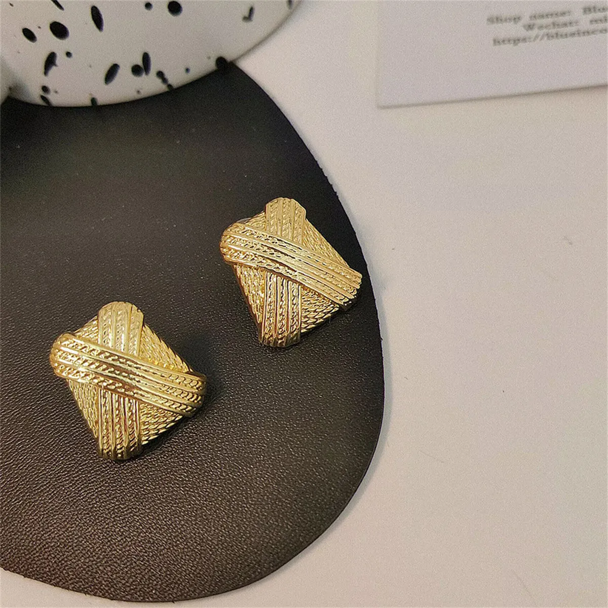 18K Gold-Plated Woven Crisscross Stud Earrings