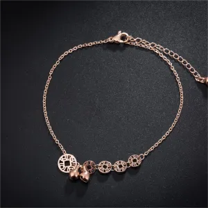 18K Rose Gold-Plated Coin & Bell Charm Anklet