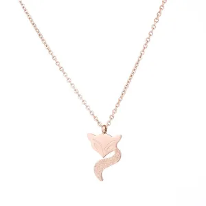 18K Rose Gold-Plated Frosted Fox Pendant Necklace