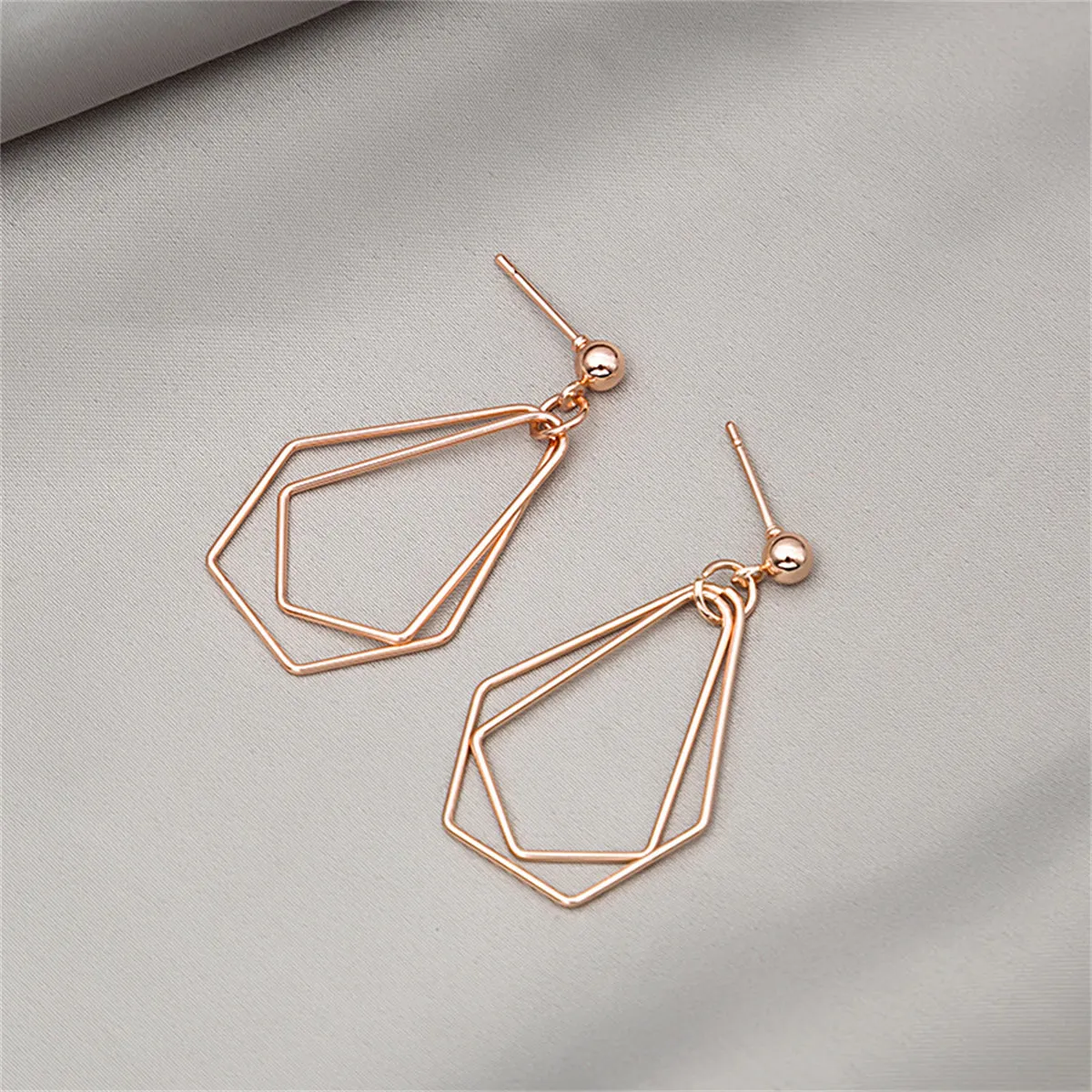 18K Rose Gold-Plated Open Geometric Drop Earrings