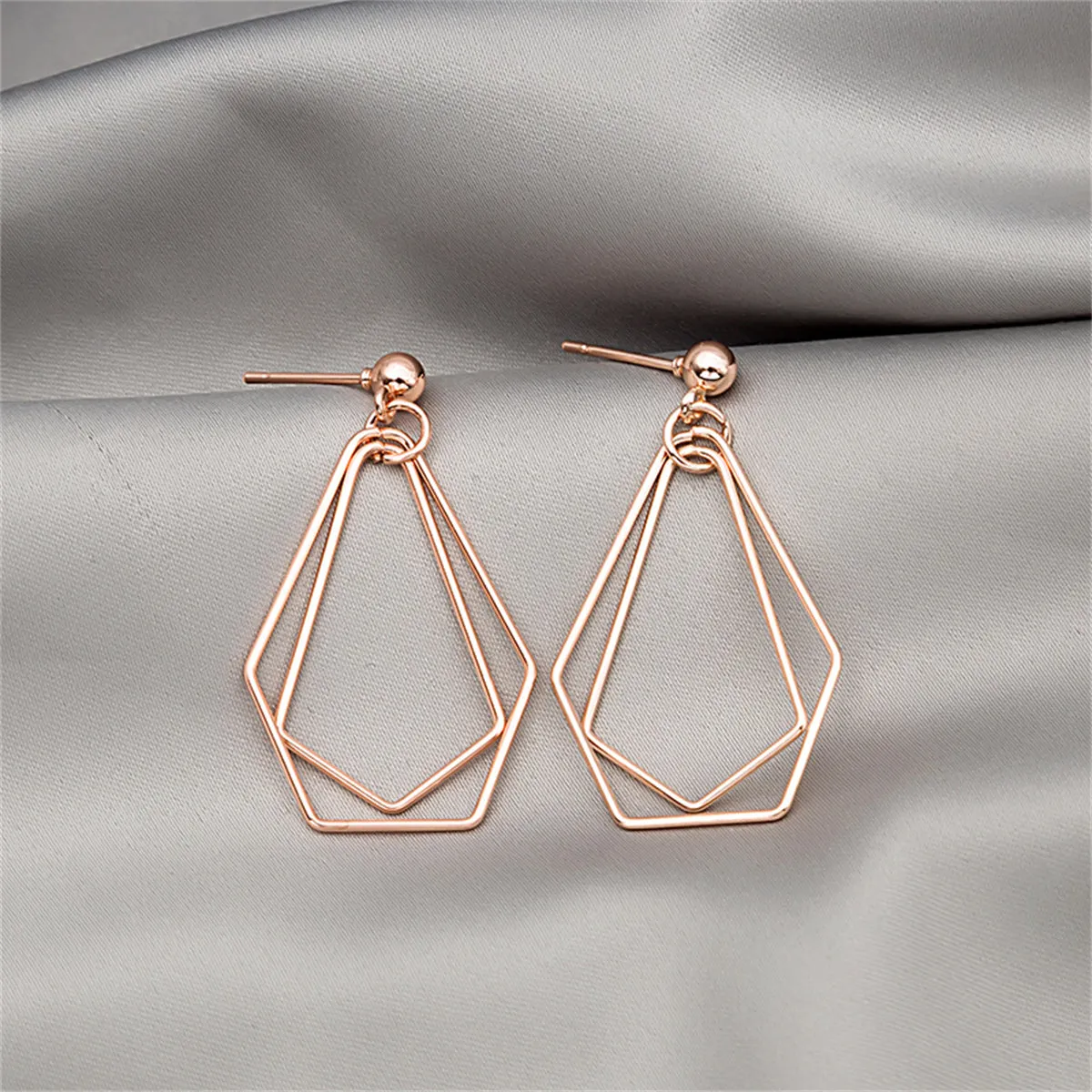 18K Rose Gold-Plated Open Geometric Drop Earrings