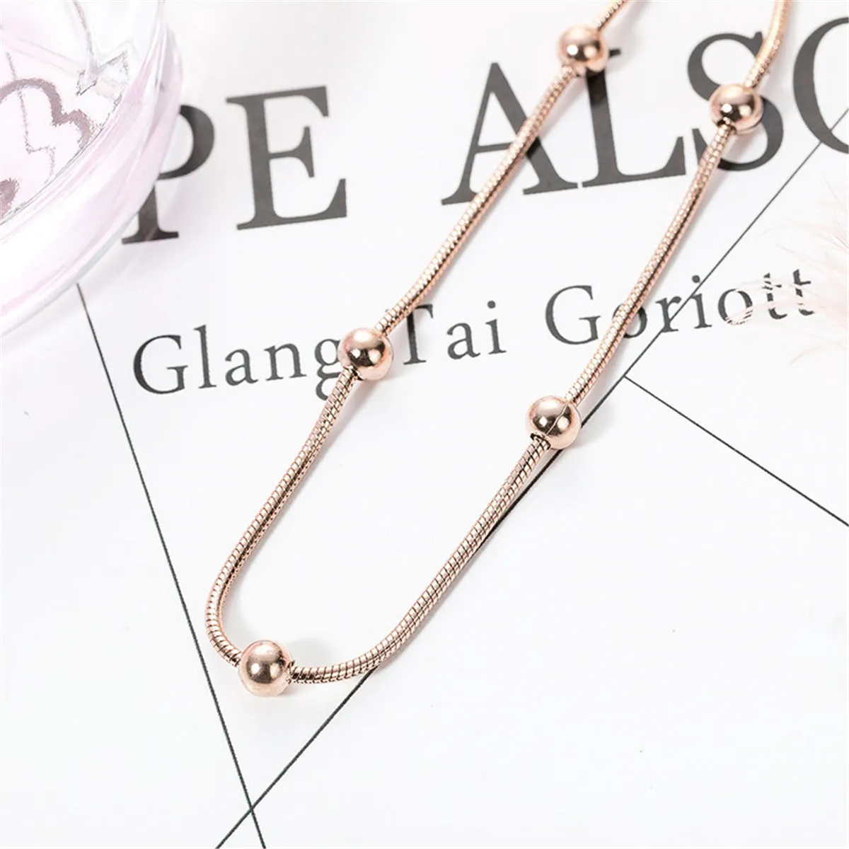 18K Rose Gold-Plated Station Anklet
