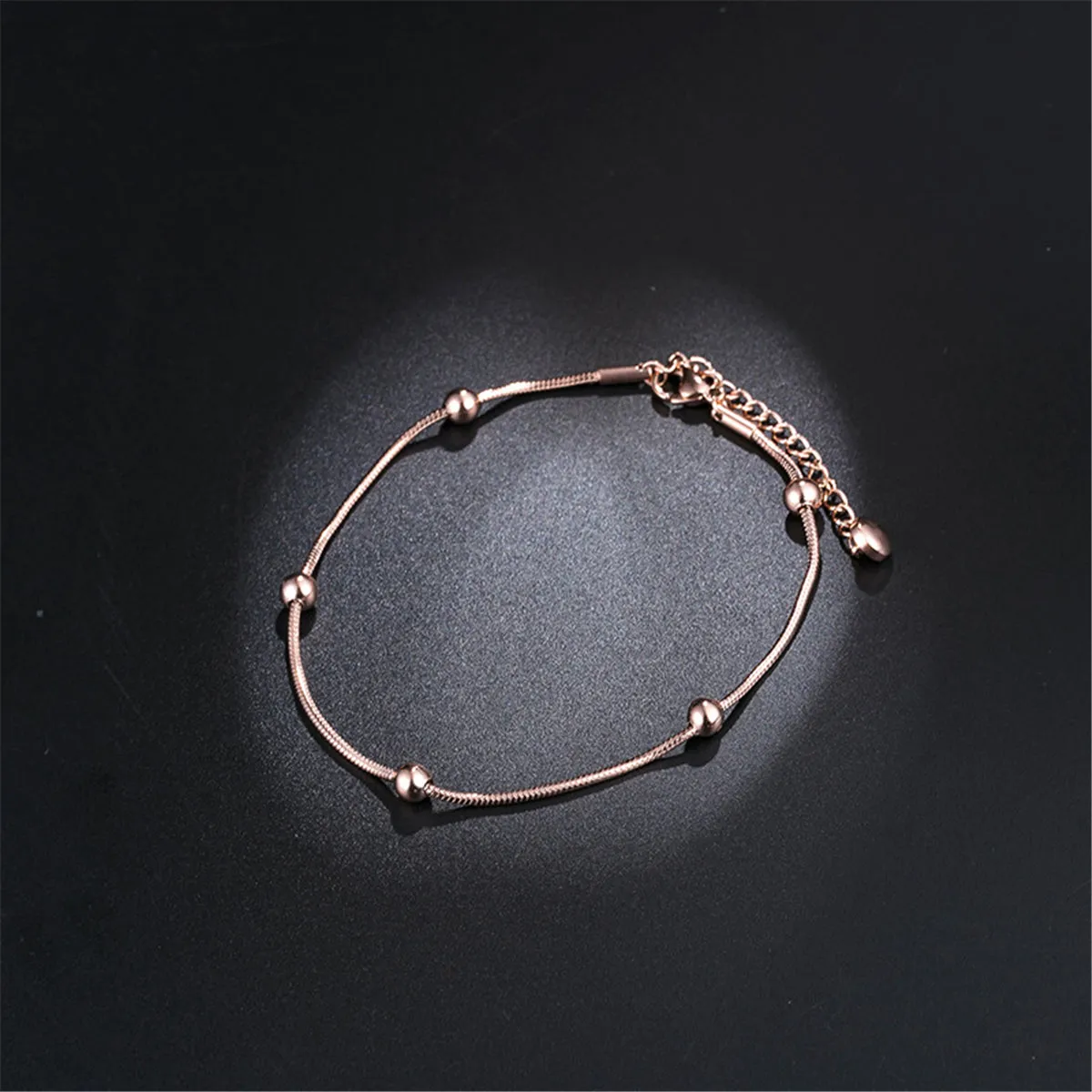 18K Rose Gold-Plated Station Anklet