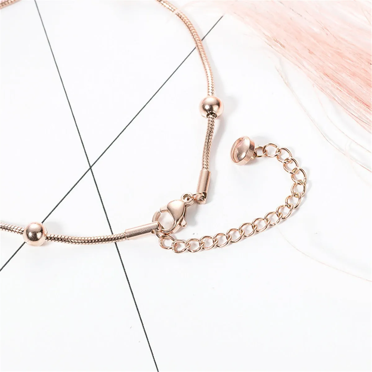 18K Rose Gold-Plated Station Anklet