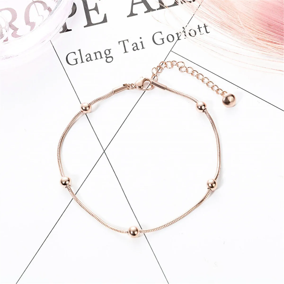 18K Rose Gold-Plated Station Anklet