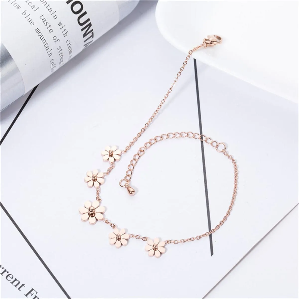 18K Rose Gold-Plated Sunflower Charm Bracelet