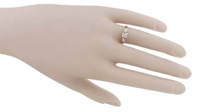 1940's Vintage Pansy Flower Diamond Engagement Ring in Two Tone 14 Karat Yellow and White Gold