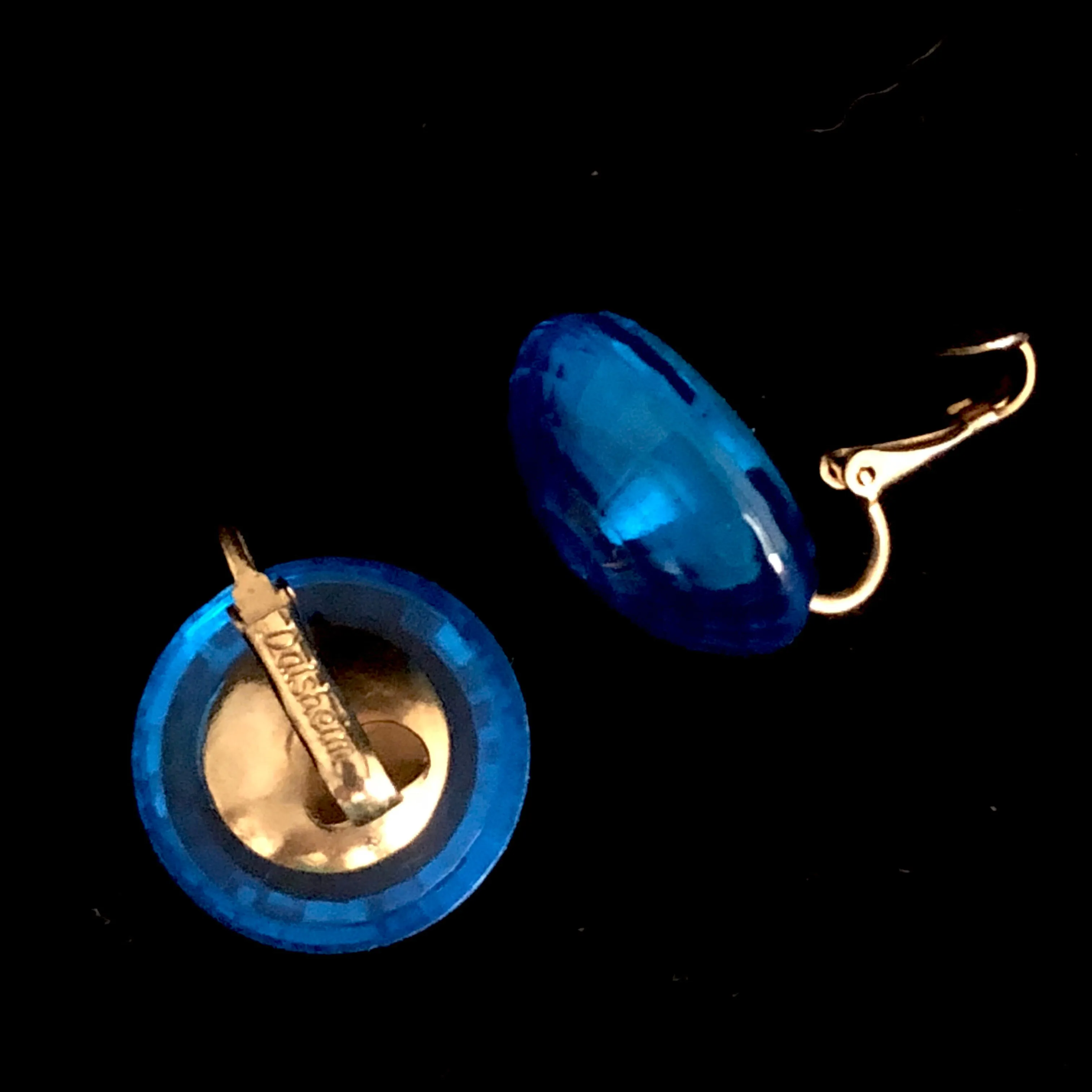 1950s Dalsheim Deep Aqua Bead Earrings
