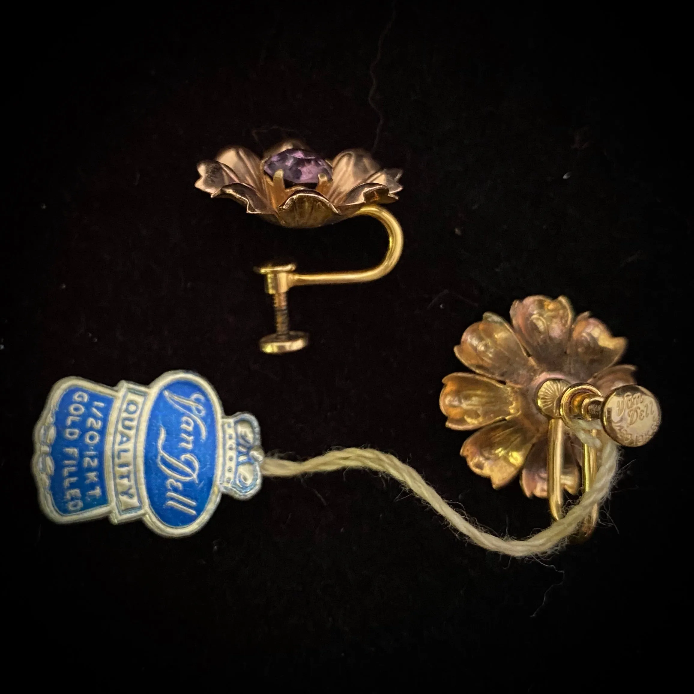 1950s Van Dell 12 K.T. Gold Filled Flower Earrings