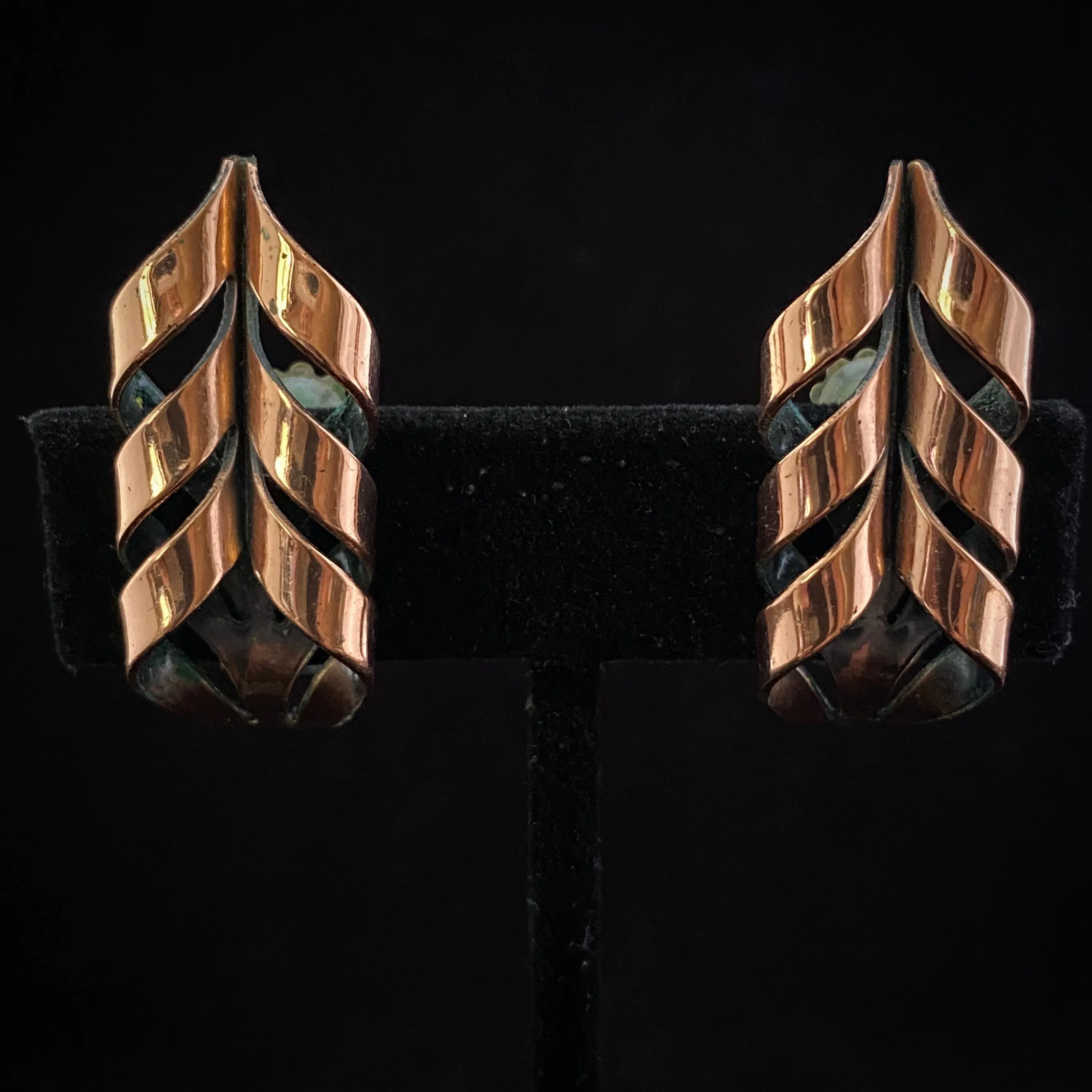 1956 Renoir Rhythm & Flame Copper Earrings
