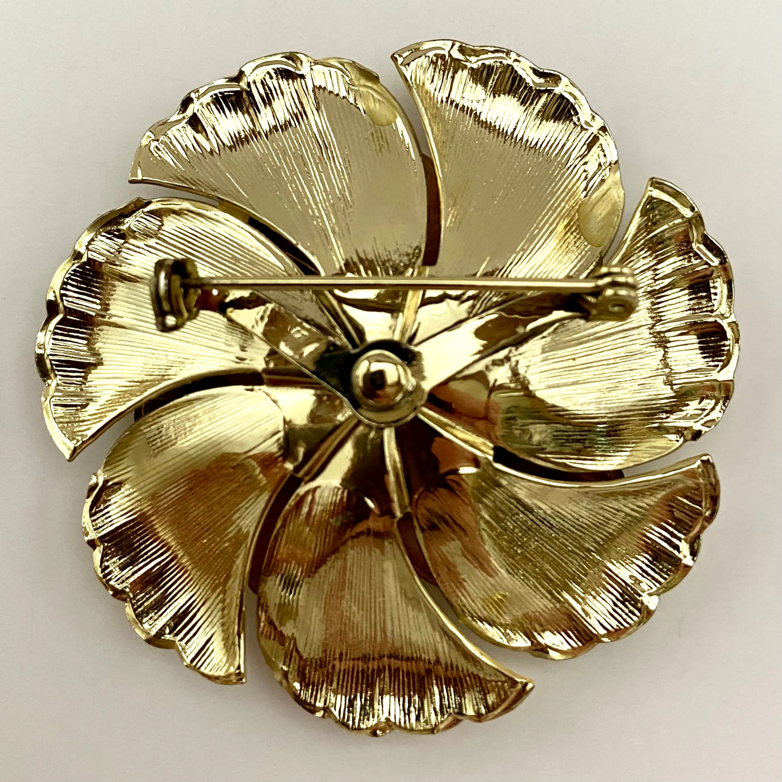 1960s Gold-Tone Metal Flower Brooch