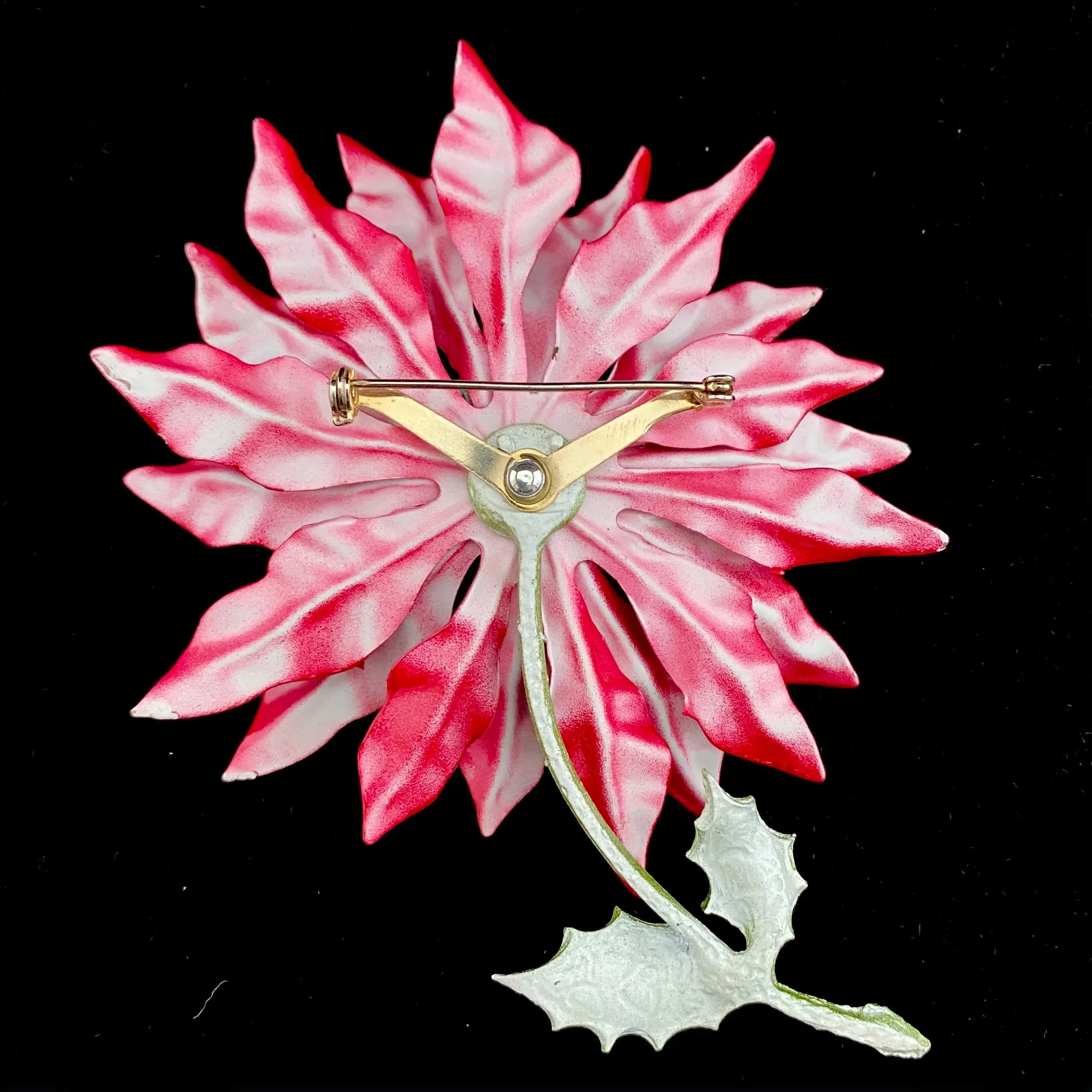 1960s Large Enamel Poinsettia Brooch