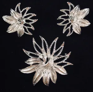 1969 Sarah Coventry Demi-Flower Brooch & Earrings
