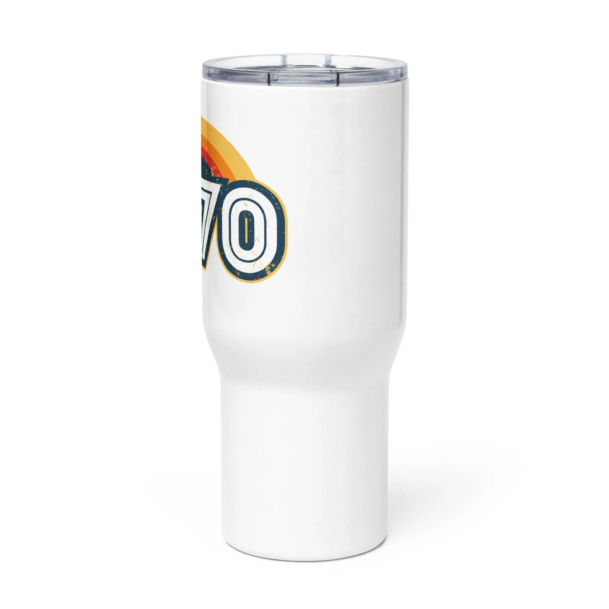 1970 Retro Sunset Travel mug with a handle