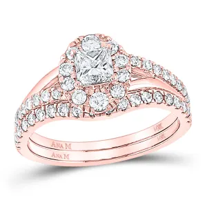 1CT-DIA ANA M 1/2CT-CPR BRIDAL SET 1 HALO