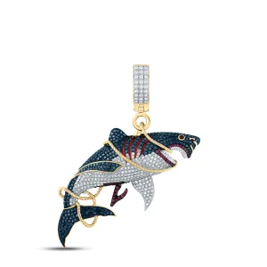 2 3/4CT-DIA CN 1/4CT-RUBY SHARK MENS CHARM