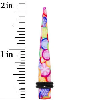2 Gauge Groovy Retro Flower Acrylic Taper