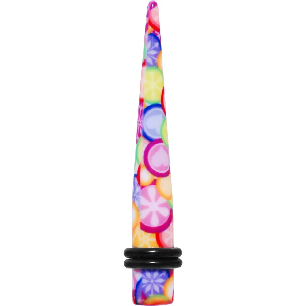 2 Gauge Groovy Retro Flower Acrylic Taper