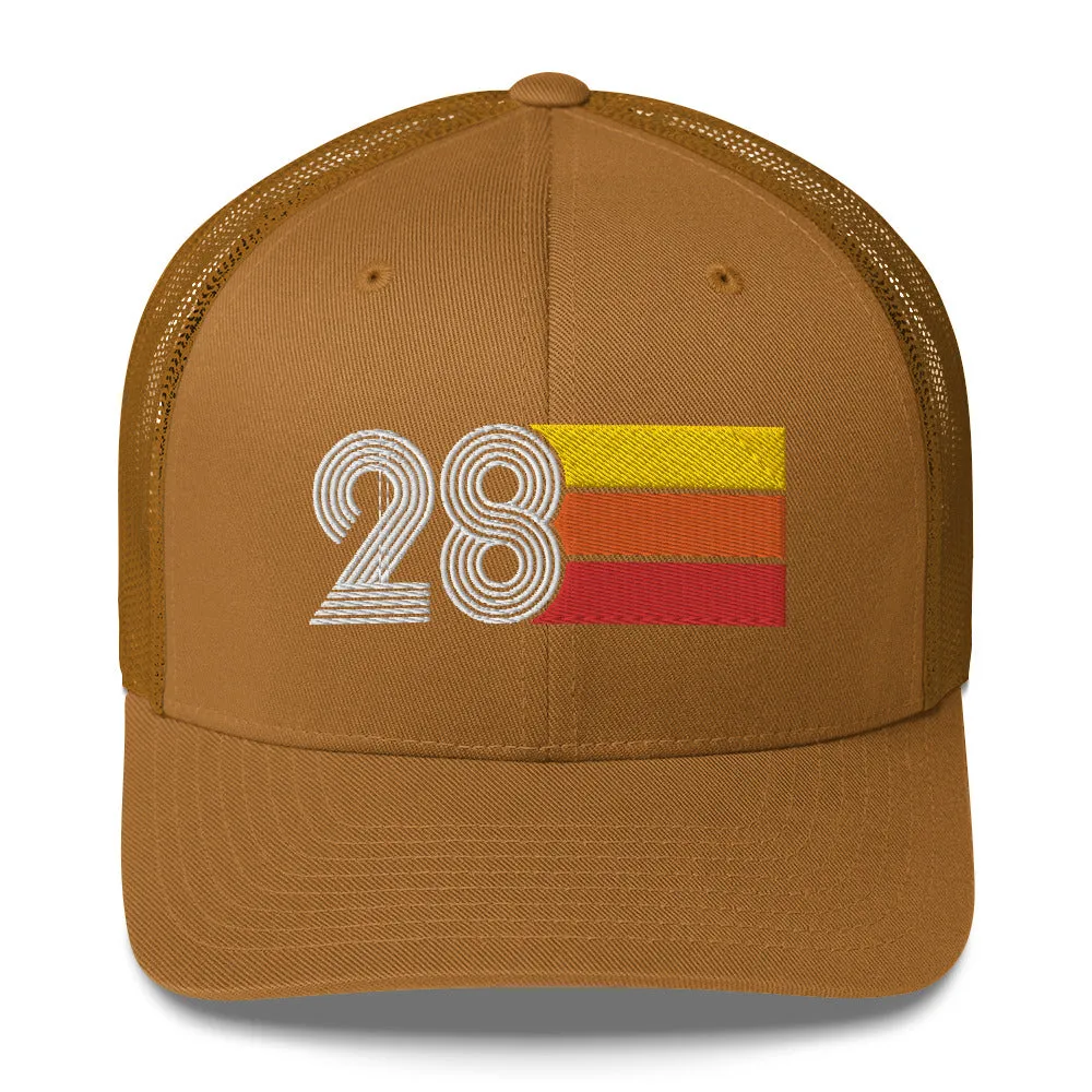 28 Number 28th Birthday Retro Men's Women's Trucker Hat