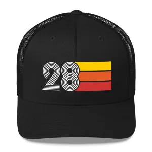 28 Number 28th Birthday Retro Men's Women's Trucker Hat