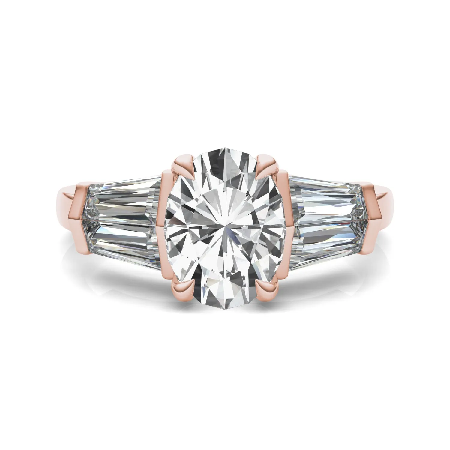 3.26 CTW DEW Oval Moissanite Five Stone Ring in 14K Rose Gold