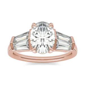 3.26 CTW DEW Oval Moissanite Five Stone Ring in 14K Rose Gold