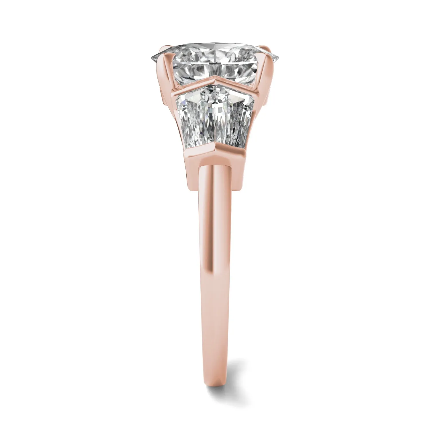 3.26 CTW DEW Oval Moissanite Five Stone Ring in 14K Rose Gold