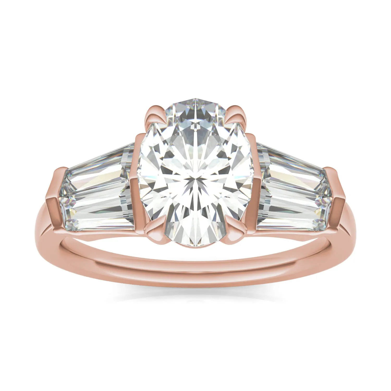3.26 CTW DEW Oval Moissanite Five Stone Ring in 14K Rose Gold