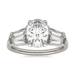3.26 CTW DEW Oval Moissanite Five Stone Ring in 14K White Gold