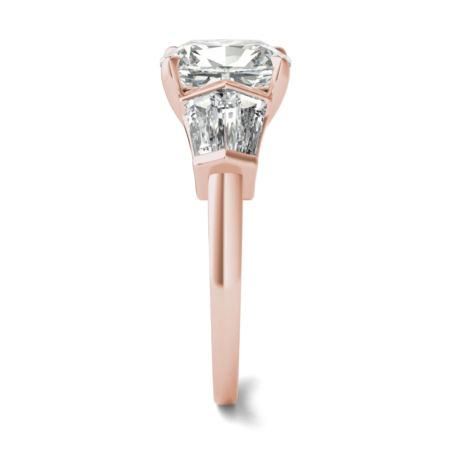 3.46 CTW DEW Elongated Cushion Moissanite Five Stone Ring in 14K Rose Gold