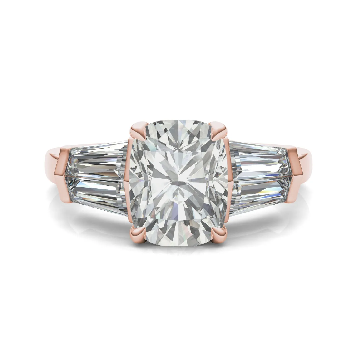 3.46 CTW DEW Elongated Cushion Moissanite Five Stone Ring in 14K Rose Gold