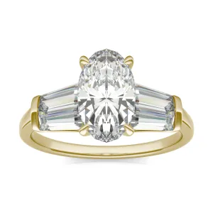 3.46 CTW DEW Elongated Oval Moissanite Five Stone Ring in 14K Yellow Gold