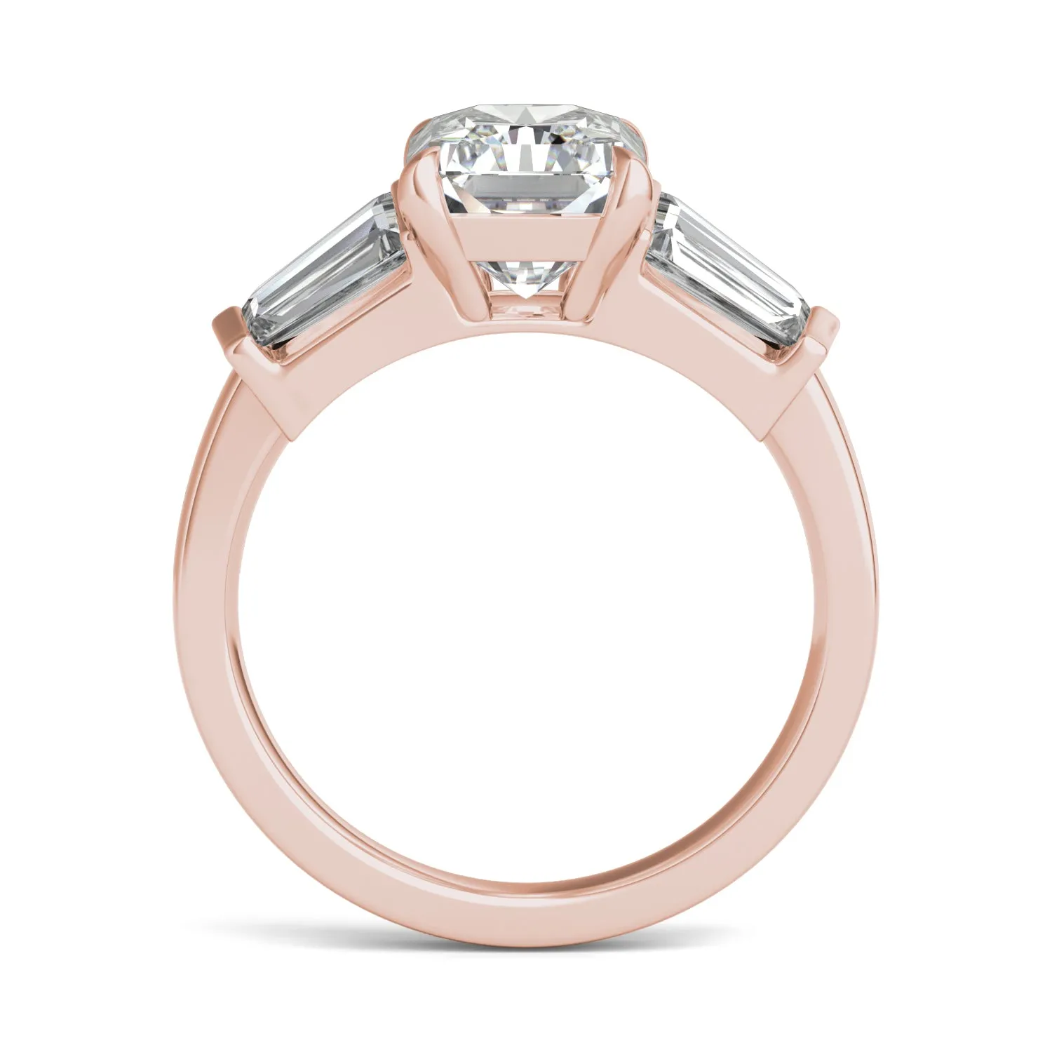 3.86 CTW DEW Radiant Moissanite Five Stone Ring in 14K Rose Gold
