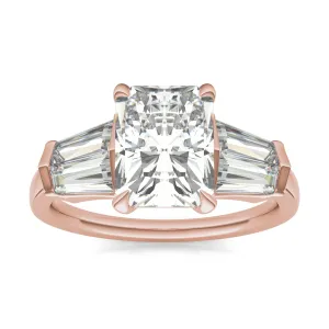 3.86 CTW DEW Radiant Moissanite Five Stone Ring in 14K Rose Gold