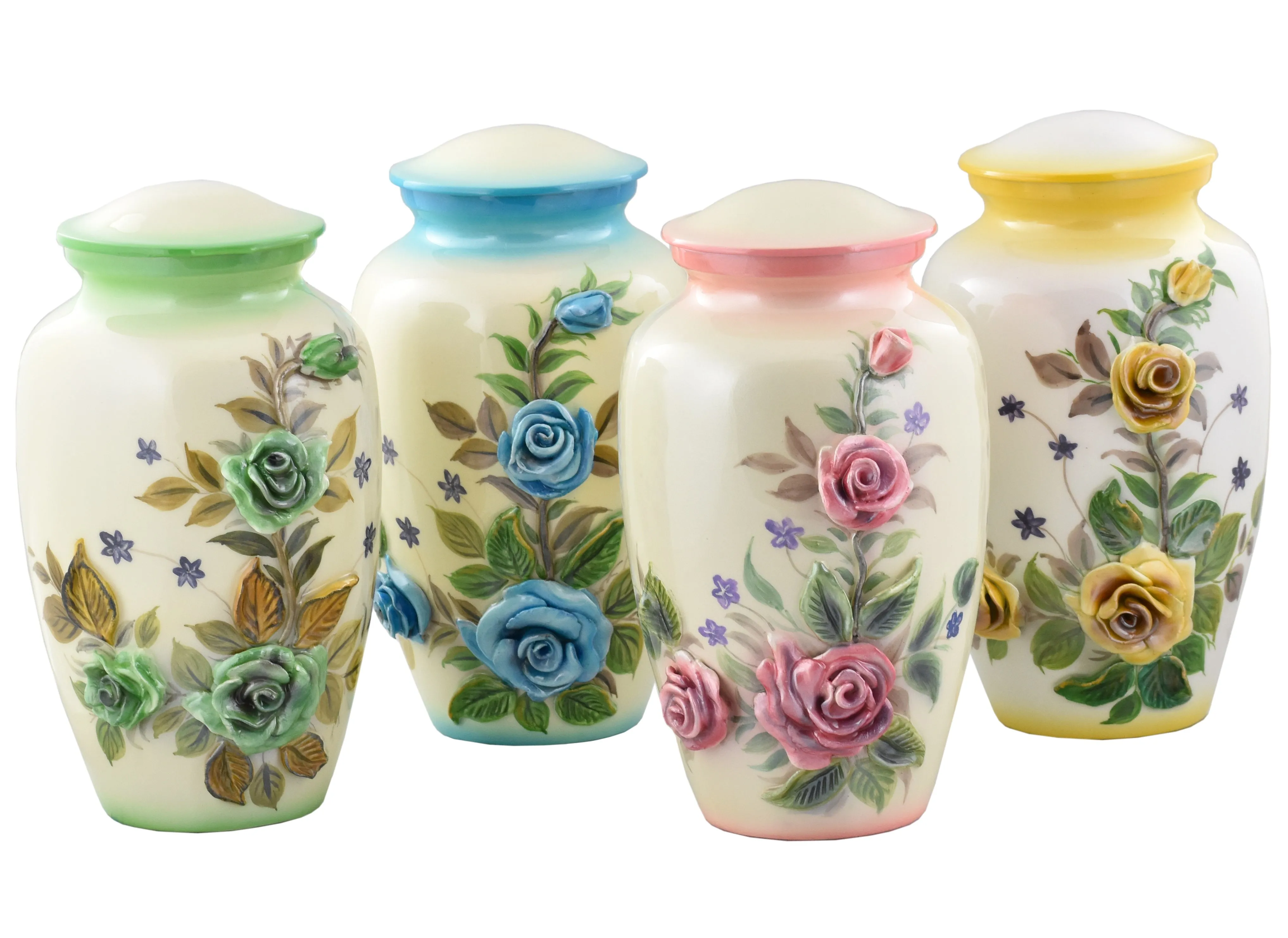 3D-Effect Green Rose Cremation Urn - IUTD103