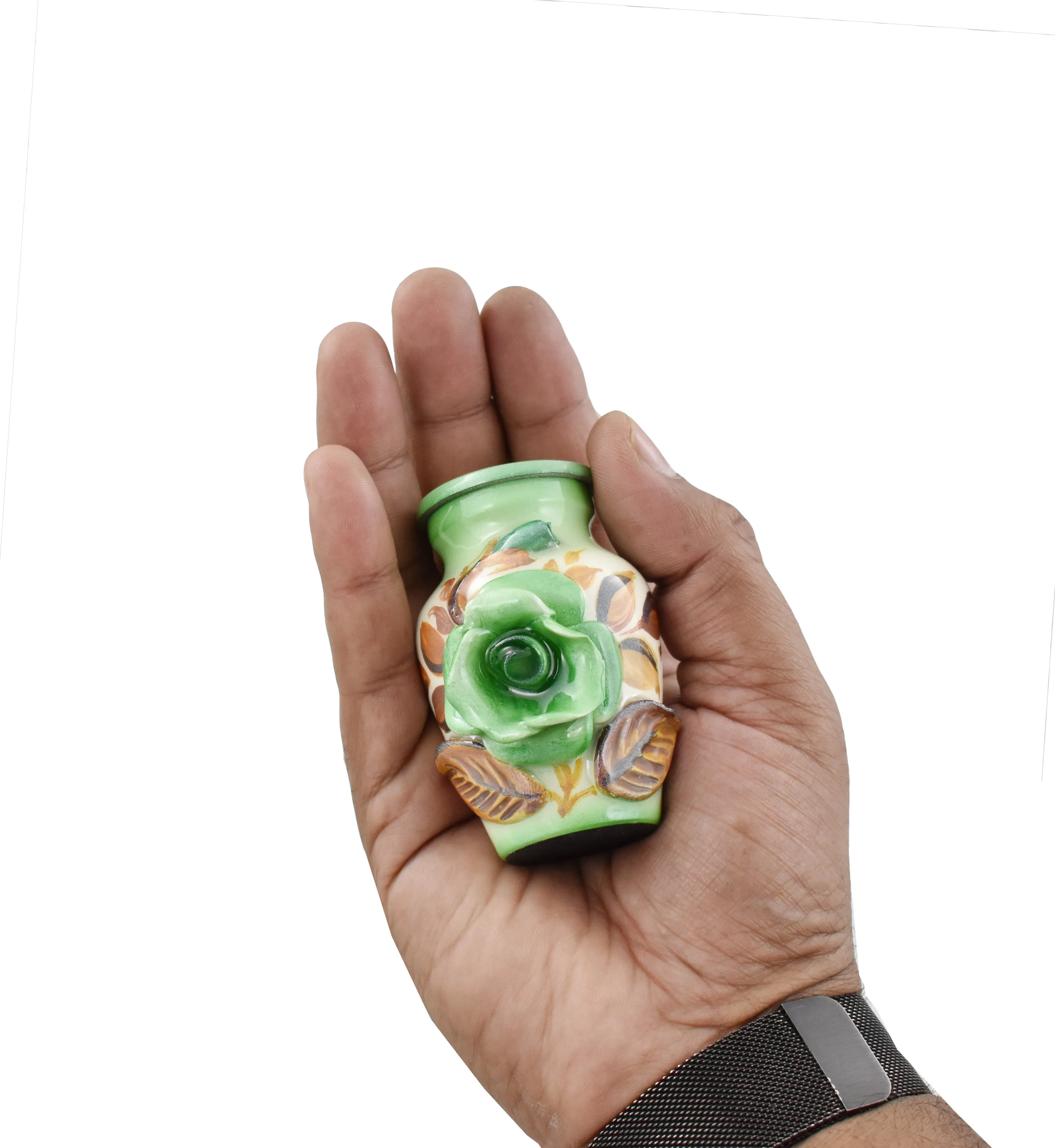 3D-Effect Green Rose Cremation Urn - IUTD103