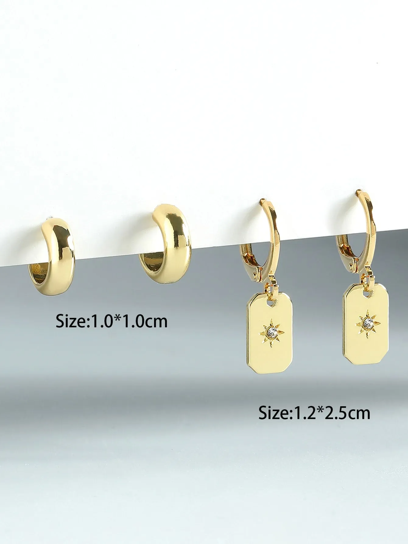 3pcs Geometric Decor Earrings - Gold