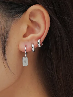 3pcs Geometric Decor Earrings - Silver- FD ⚡